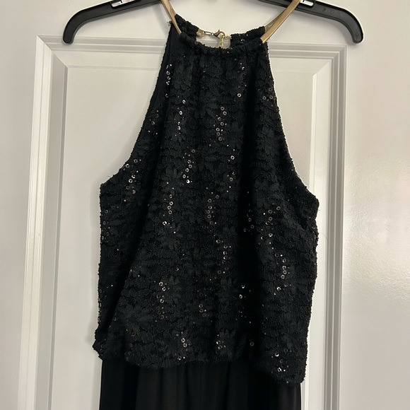 R&M Richards Black Jersey Dressy Sequin Wide Leg Jumpsuit Cocktail Social Size 6 - Picture 5 of 9